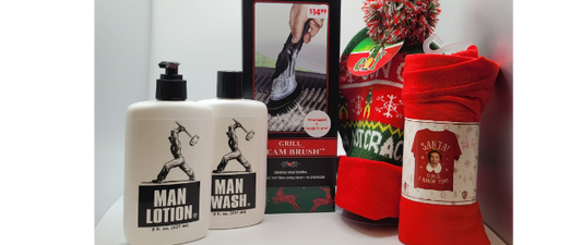 Christmas Giftset for Men Grill Brush, Body Wash, Lotion