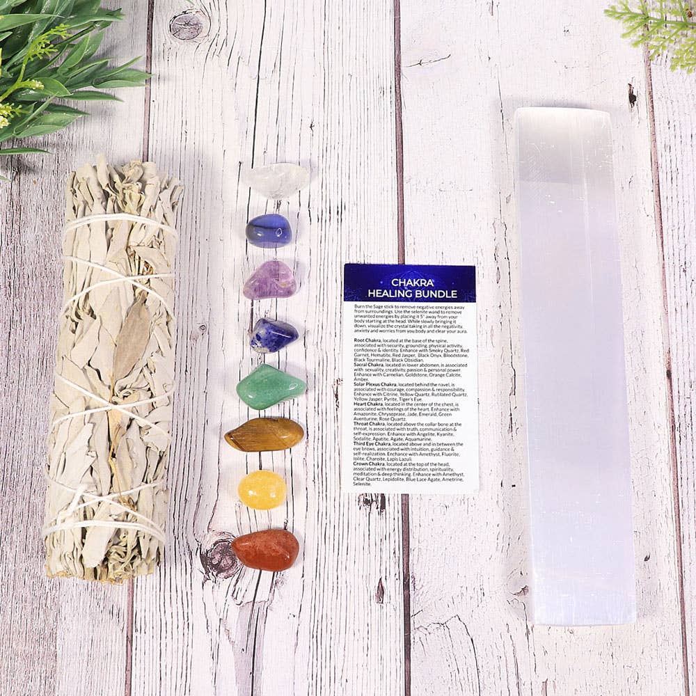 Chakra Balancing Stone Kit with Sage & Selenite