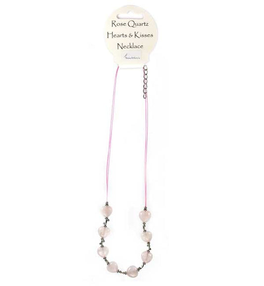 Rose Quartz Hearts and Kisses Necklace