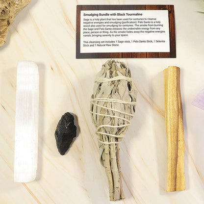 Smudging Bundle with Black Tourmaline